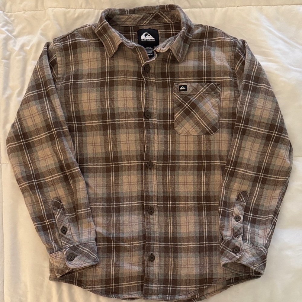 Quiksilver Brown Plaid Flannel Boys, Size M